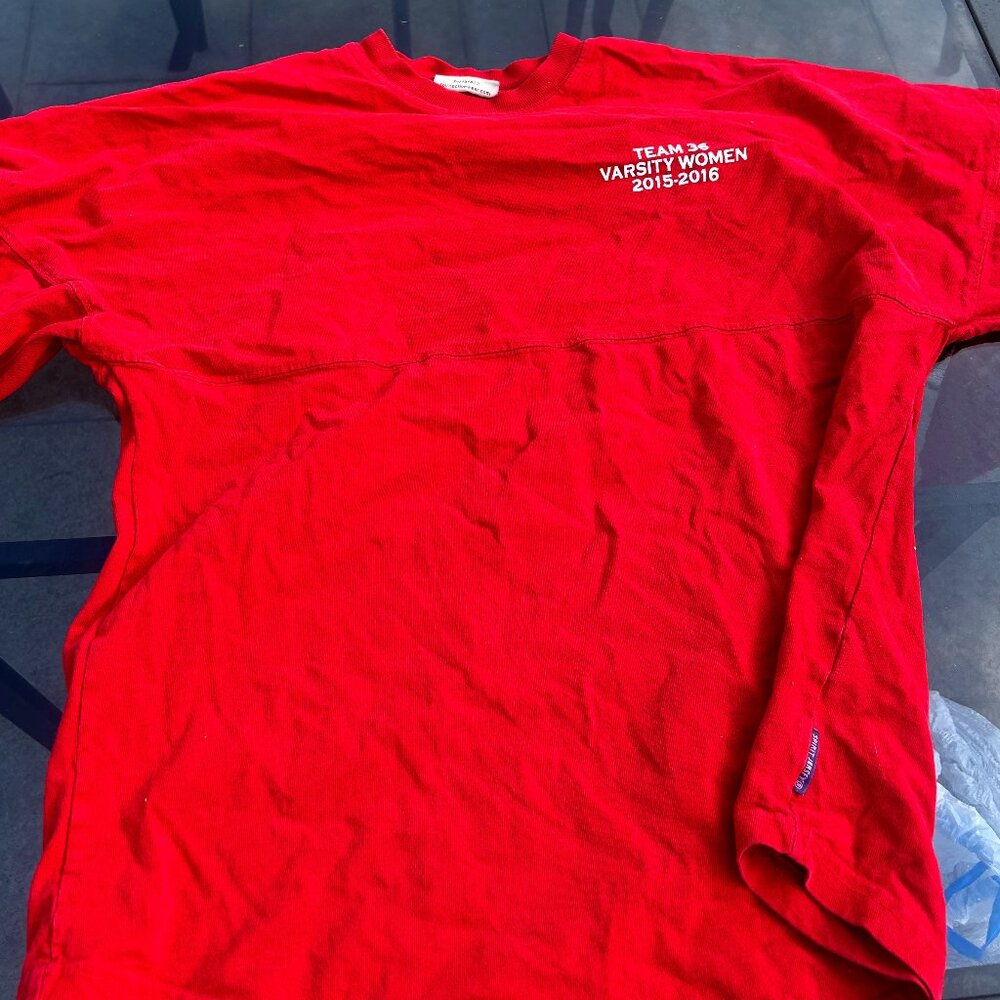 Red Long Sleeve Varsity Shirt